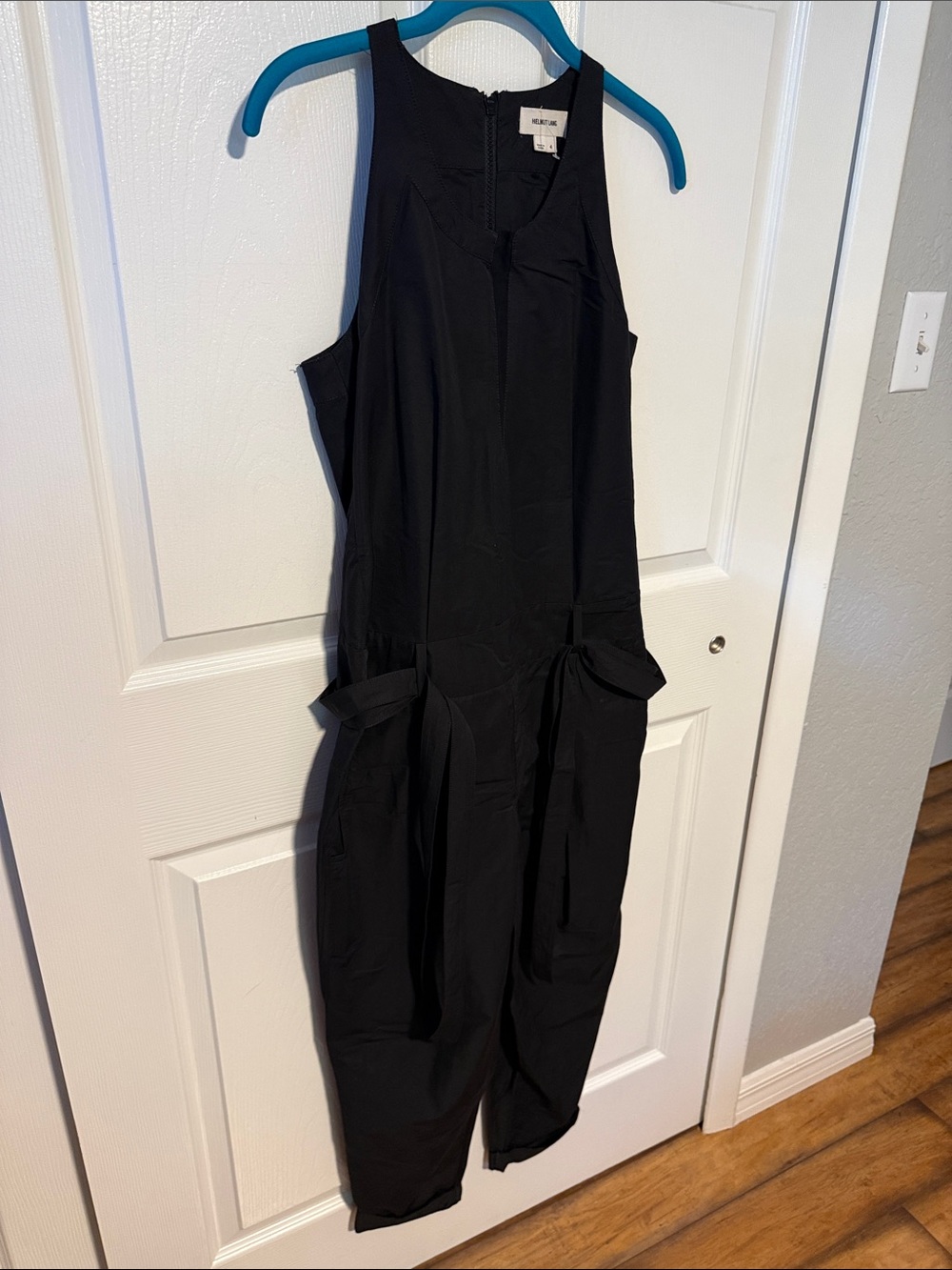 Helmut Lang Black Sleeveless Jumpsuit with Tie Waist size 4